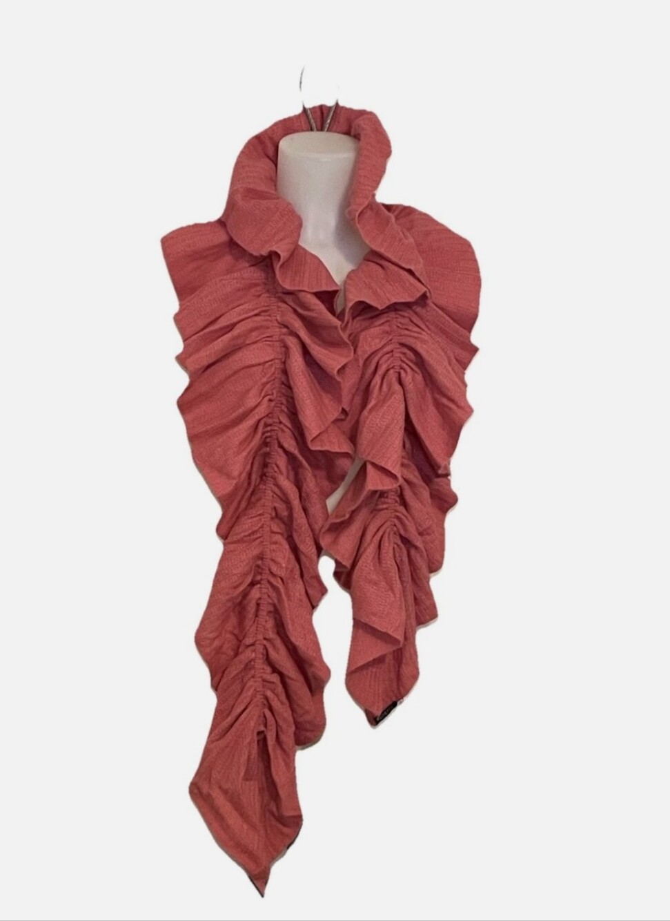 TALBOTS Rose Pink Ruffle Cashmere Wool Blended Scarf 🆕